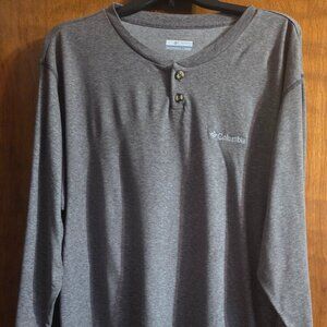 Columbia Men's Gray Long Sleeve Henley Shirt Size XL